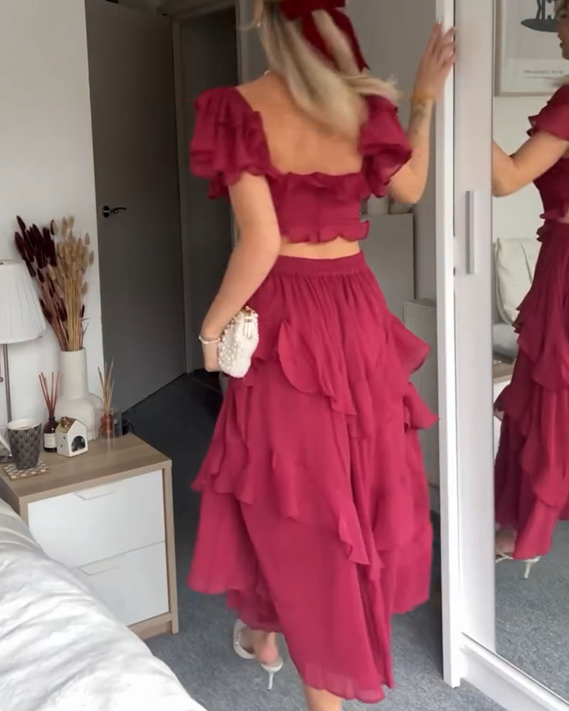 Ruby jurk met ruches