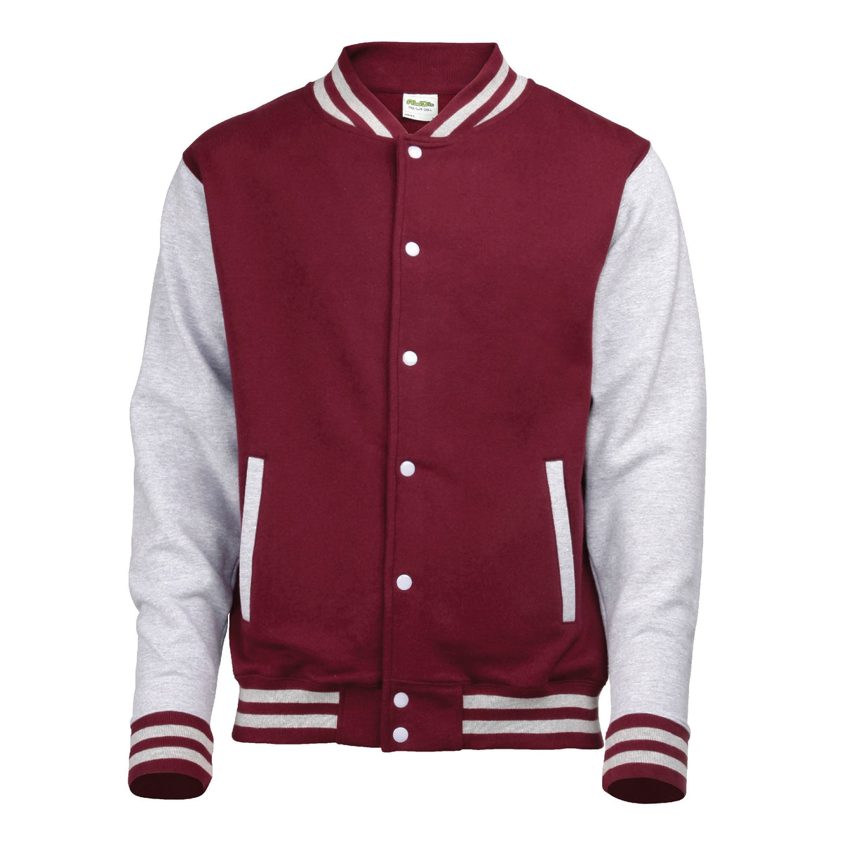 Varsityjack met contrasterende kleuren voor heren - Bordeauxrood/Grijs
