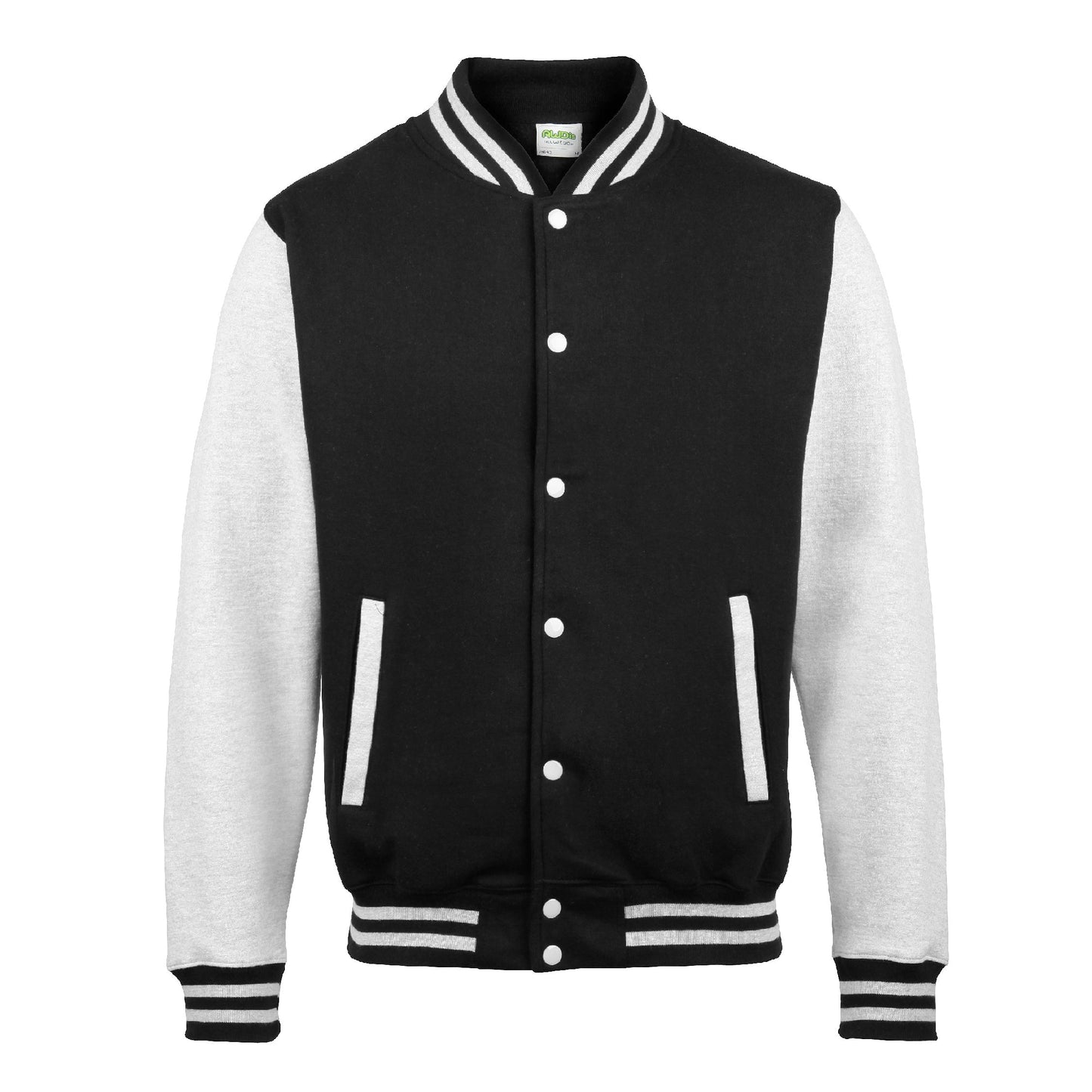 Heren varsityjack met contrasterende details - Zwart/Grijs