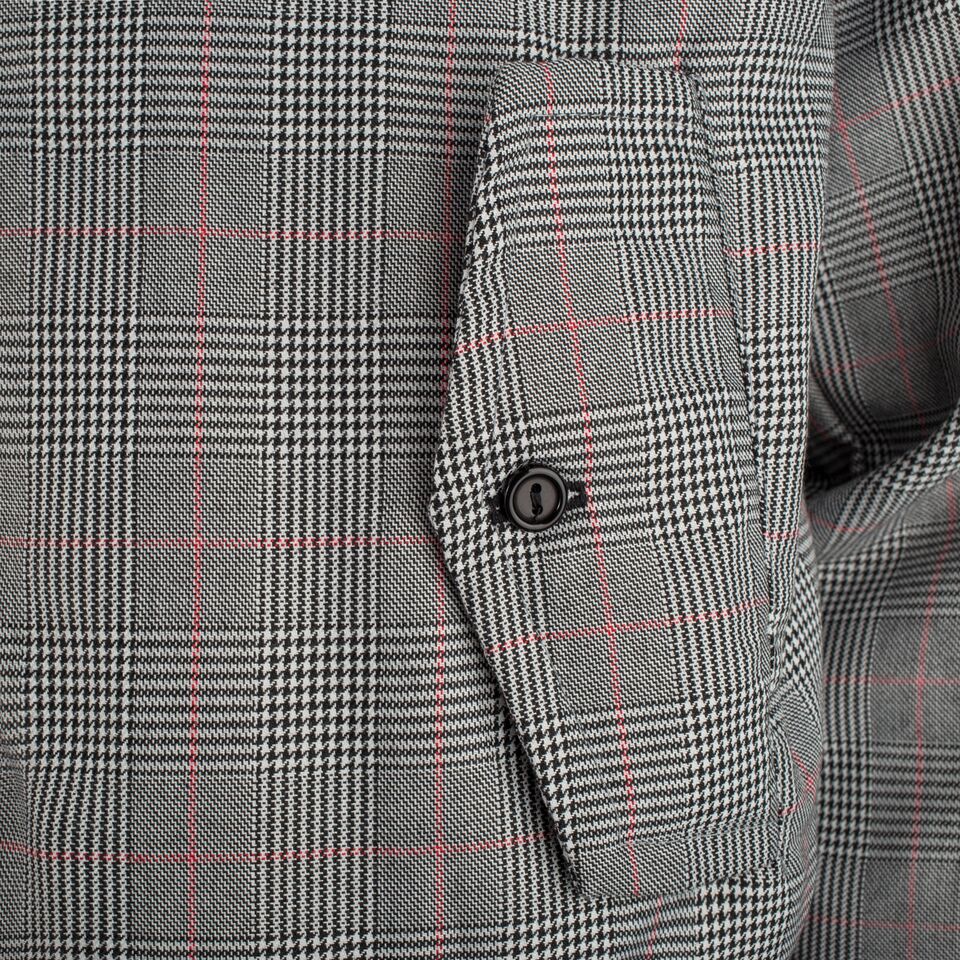 Geruit Harringtonjack voor heren - Lichtgrijs/Rood
