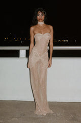 Strapless Pailletten Maxi Jurk