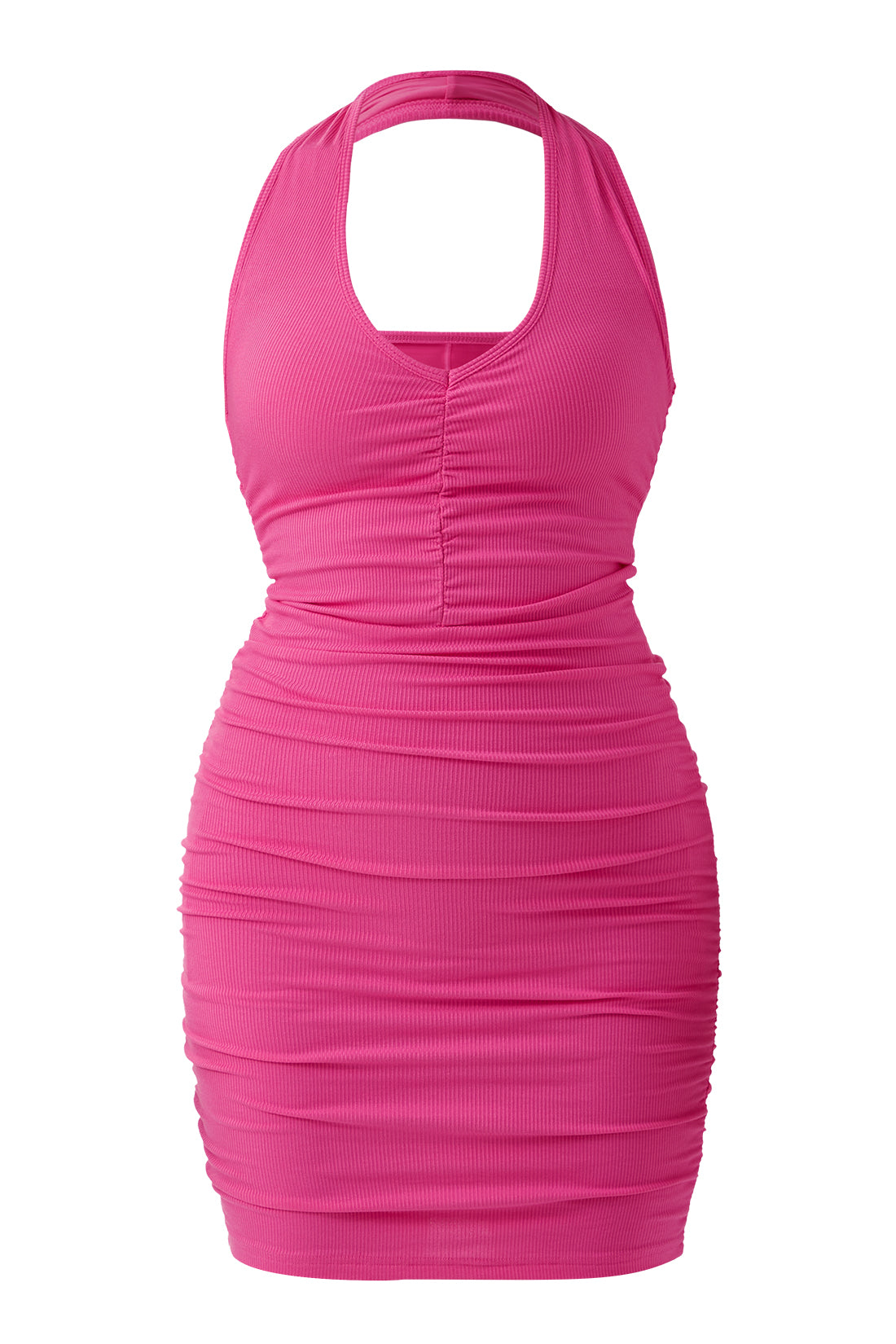 Mini-jurk met gerimpelde hals en ingebouwde shapewear