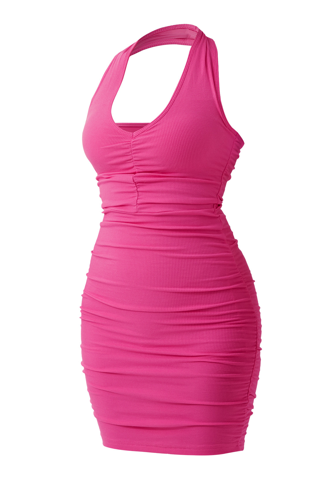 Mini-jurk met gerimpelde hals en ingebouwde shapewear