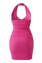Mini-jurk met gerimpelde hals en ingebouwde shapewear