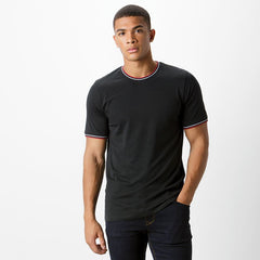 Heren Tipped T-Shirt - Zwart/Wit/Rood