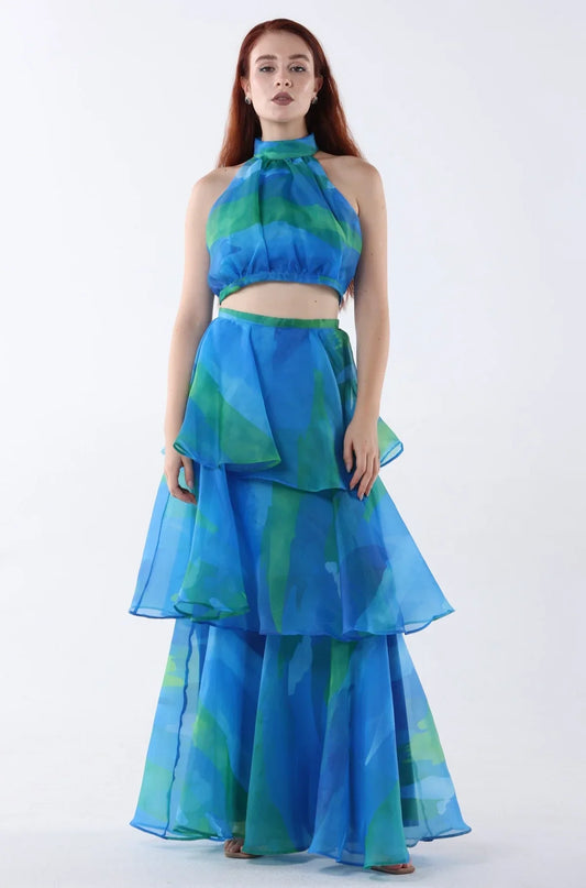 Trendy tweedelige jurkset met print
