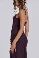 Gespleten Ruches Strand Strapless Jurk