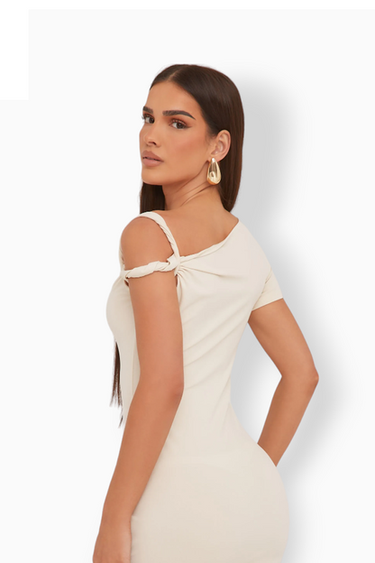 Maxi-jurk met stretch en twistdetail
