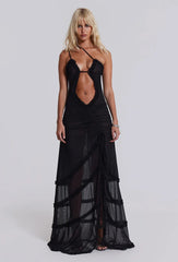 Gespleten Ruches Strand Strapless Jurk