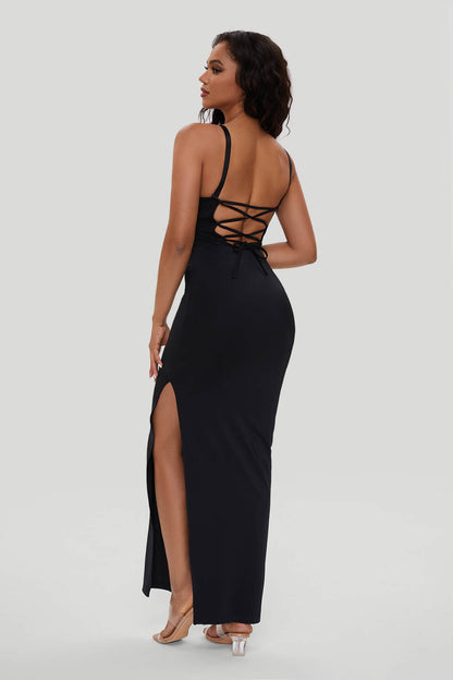 Maxi-jurk van kant met push-upeffect en ingebouwde shapewear