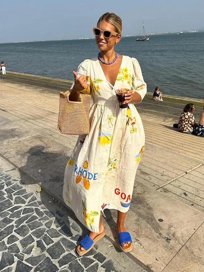 Lexy-jurk met print en midi-lengte