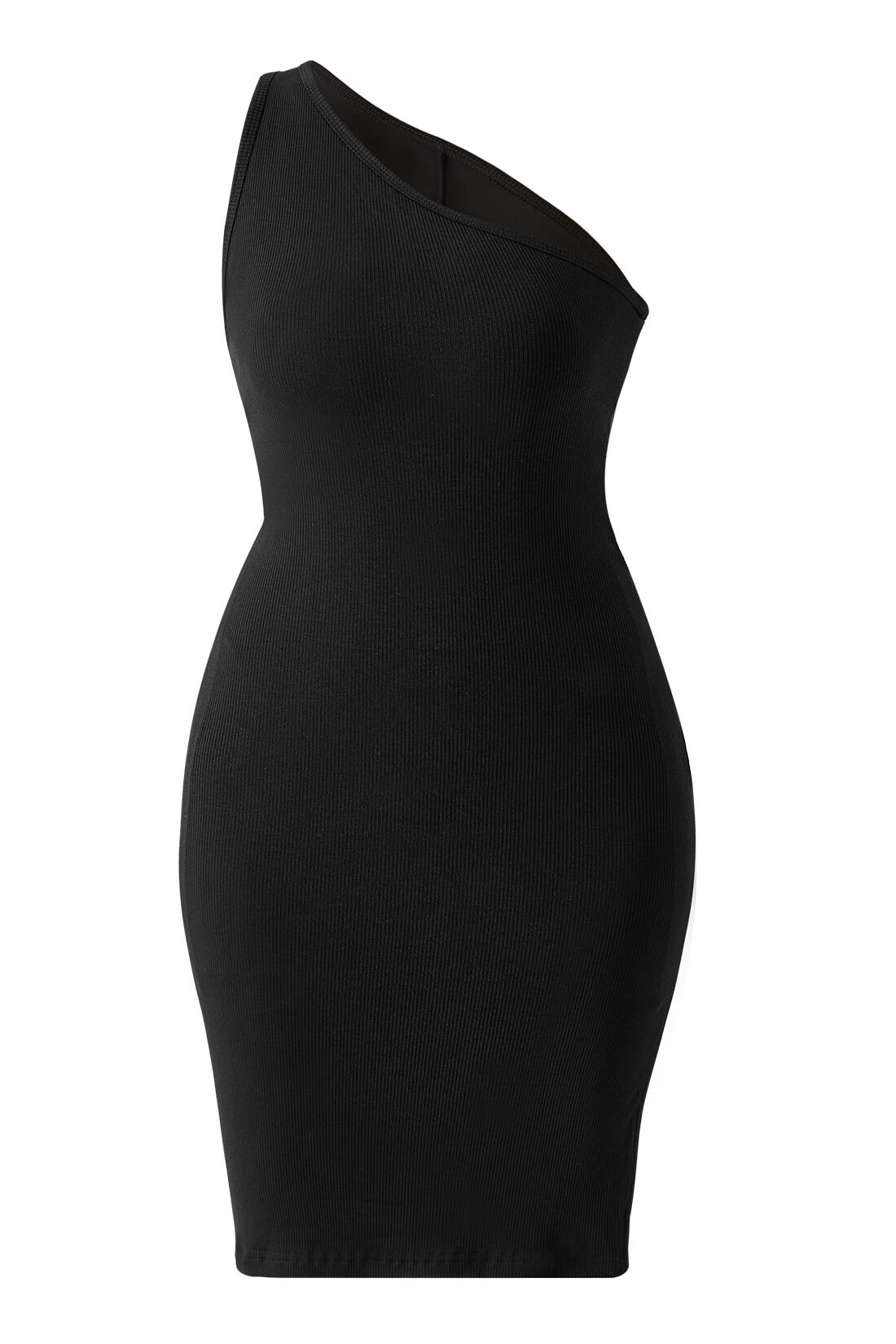 Mini-jurk met één schouder en ingebouwde shapewear