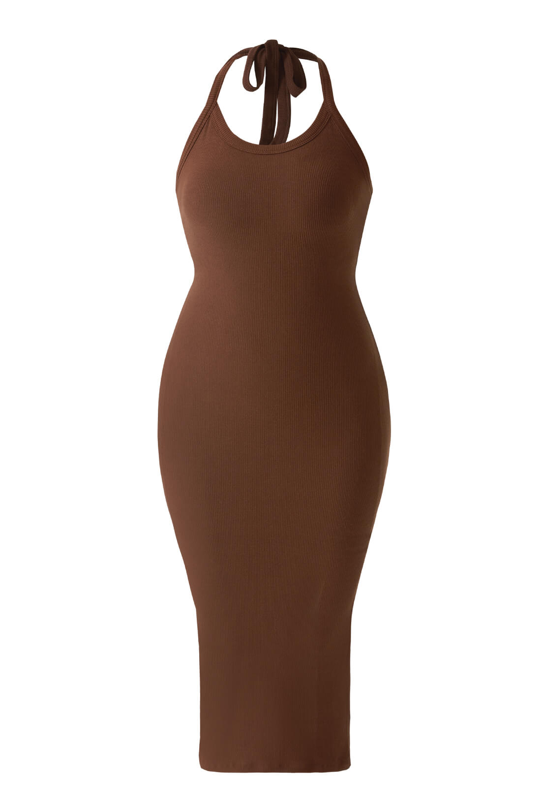 Rugloze jurk met gedrapeerde hals en bandjes, met ingebouwde shapewear