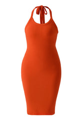 Mini-jurk met rugloze gedrapeerde neklijnen en ingebouwde shapewear