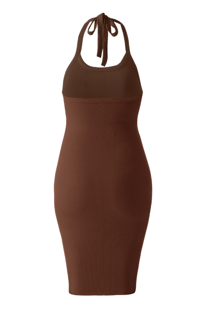 Rugloze mini-jurk met gedrapeerde hals en bandjes, met ingebouwde shapewear