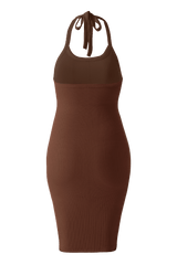 Mini-jurk met rugloze gedrapeerde neklijnen en ingebouwde shapewear