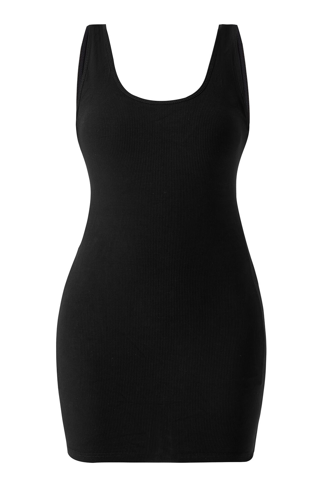 Basic midi-jurk met ronde hals en ingebouwde shapewear