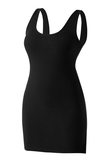 Basic midi-jurk met ronde hals en ingebouwde shapewear