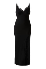 Maxi-jurk met kant, split en ingebouwde shapewear