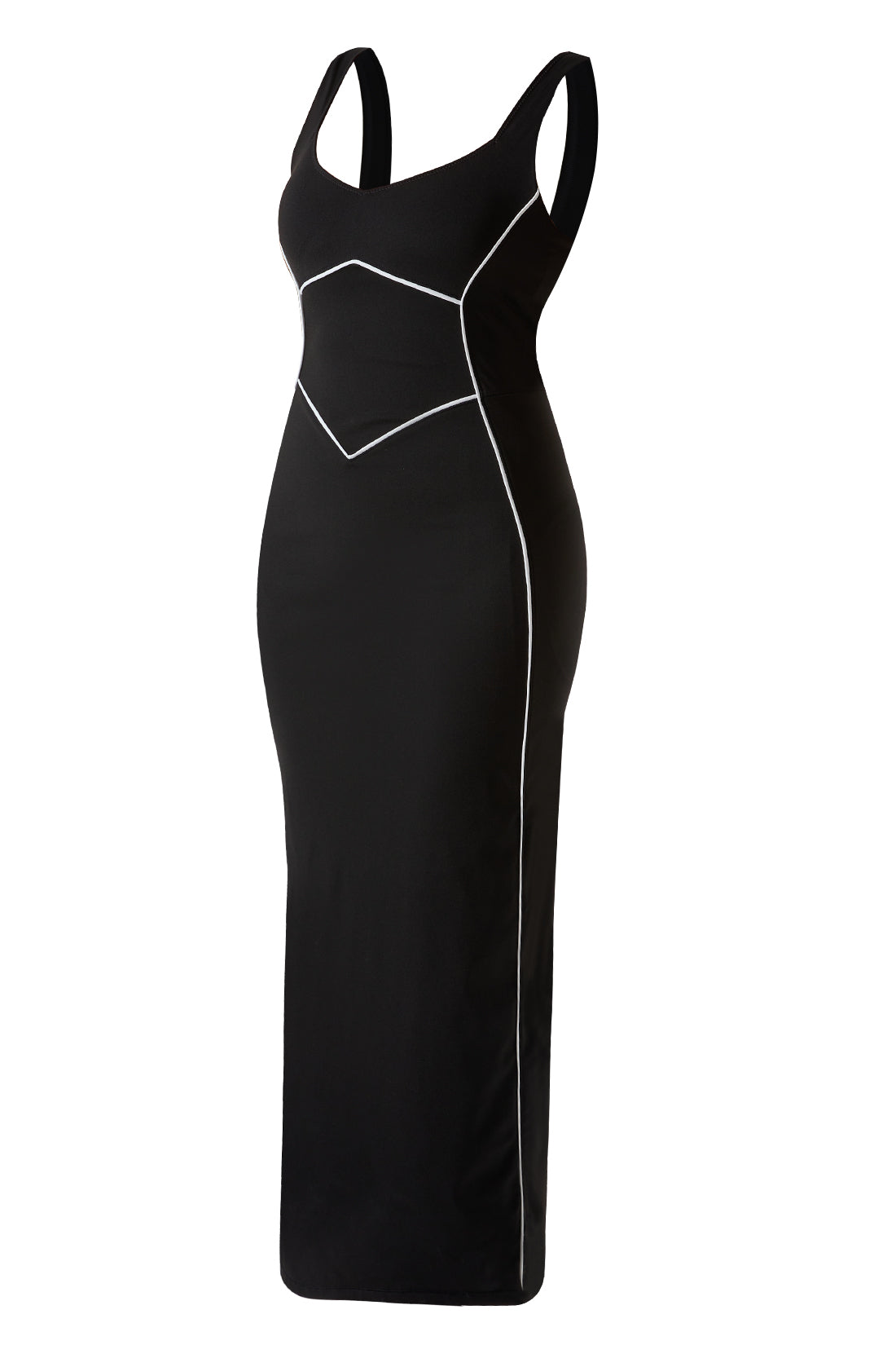 Maxi-jurk met contrasterende kleuren en ingebouwde shapewear