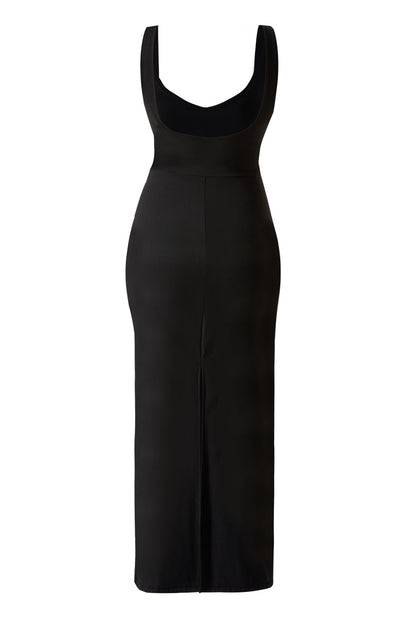 Maxi-jurk met contrasterende kleuren en ingebouwde shapewear