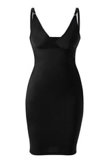 Midi-jurk met diepe V-hals en ingebouwde shapewear
