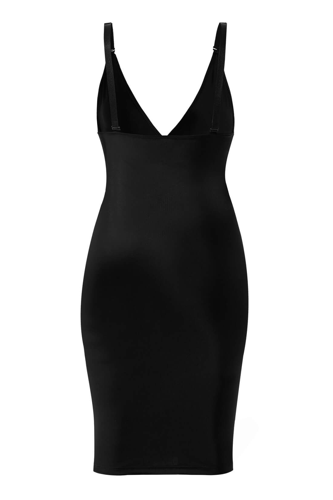 Midi-jurk met diepe V-hals en ingebouwde shapewear