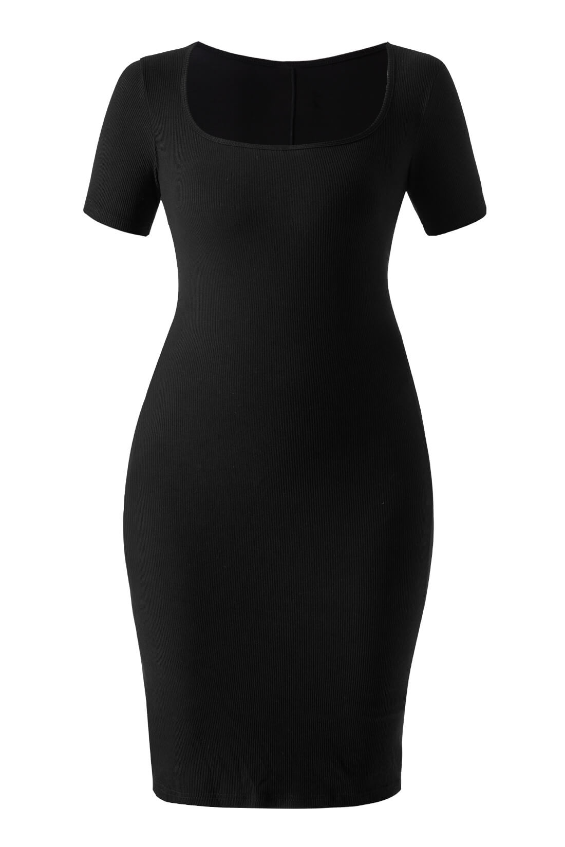 Midi-jurk met korte mouwen en ingebouwde shapewear