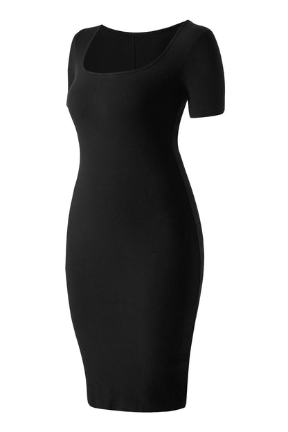 Midi-jurk met korte mouwen en ingebouwde shapewear