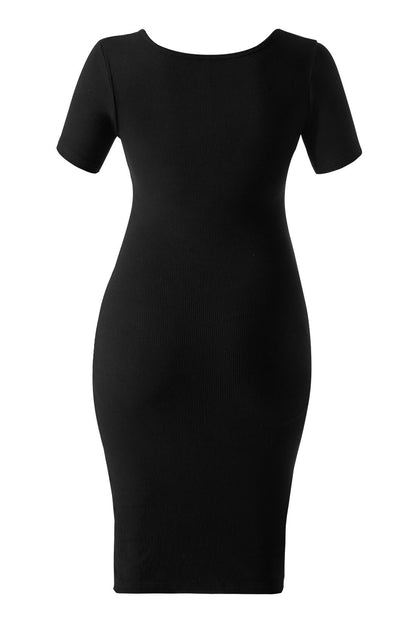 Midi-jurk met korte mouwen en ingebouwde shapewear