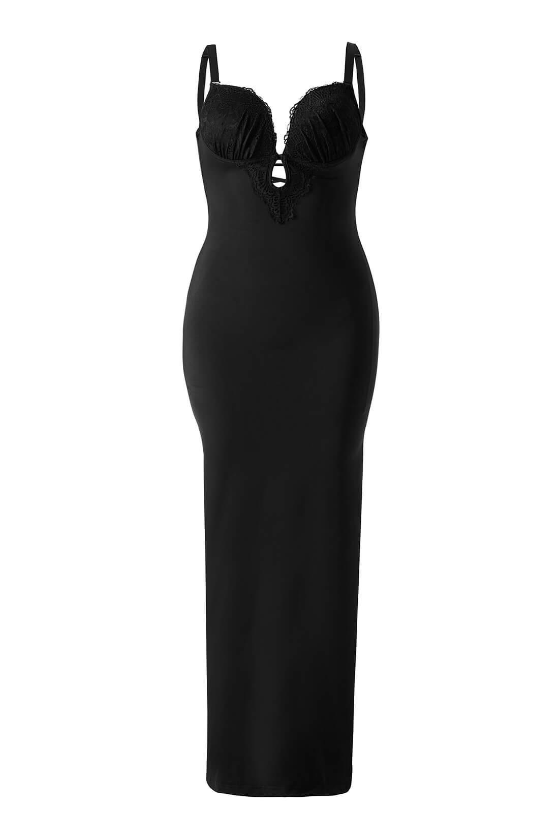 Maxi-jurk van kant met push-upeffect en ingebouwde shapewear