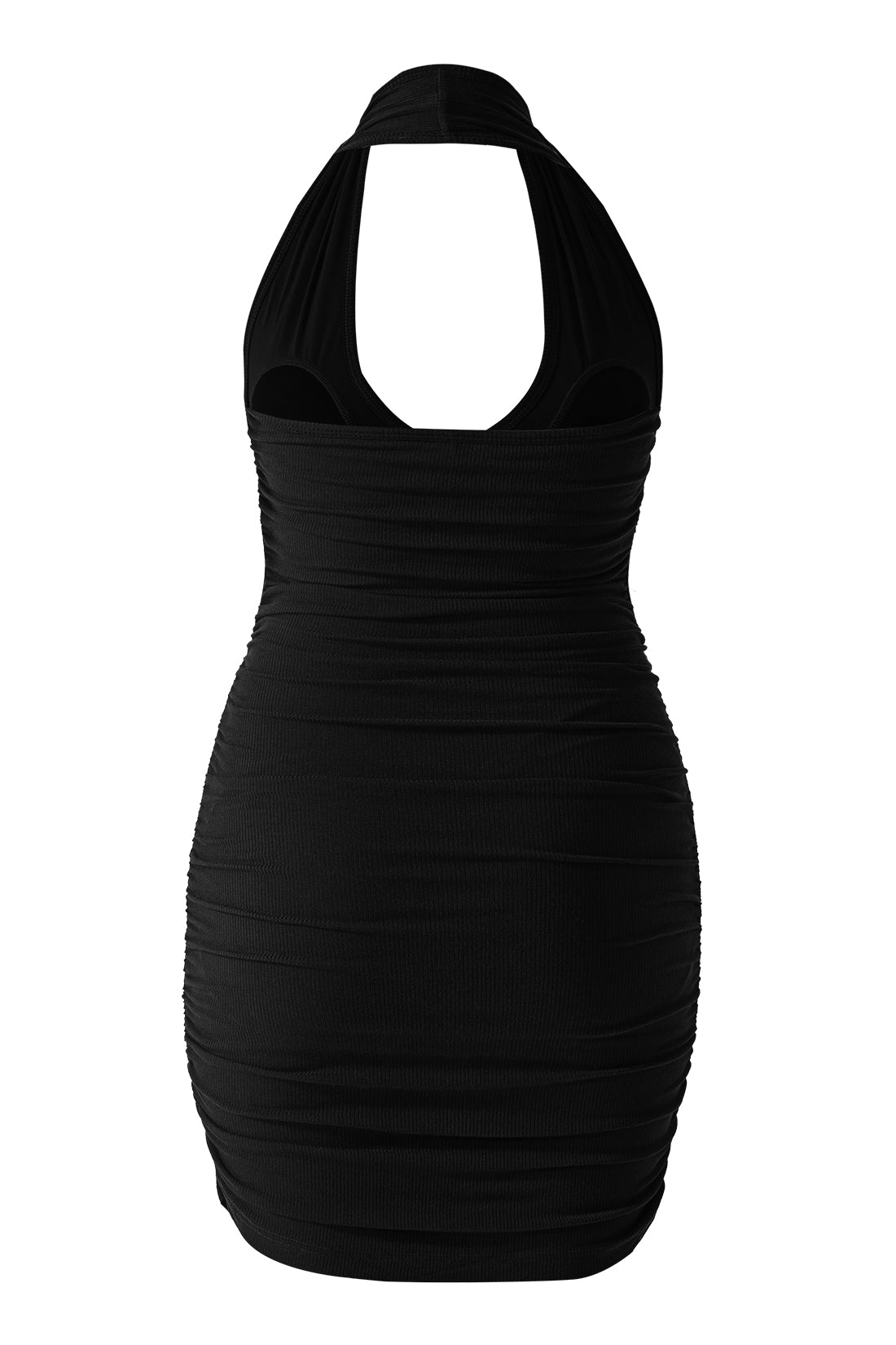 Mini-jurk met gerimpelde hals en ingebouwde shapewear