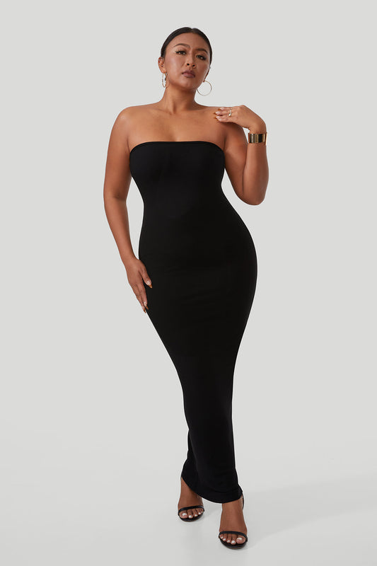 Strapless maxi-jurk met ingebouwde shapewear