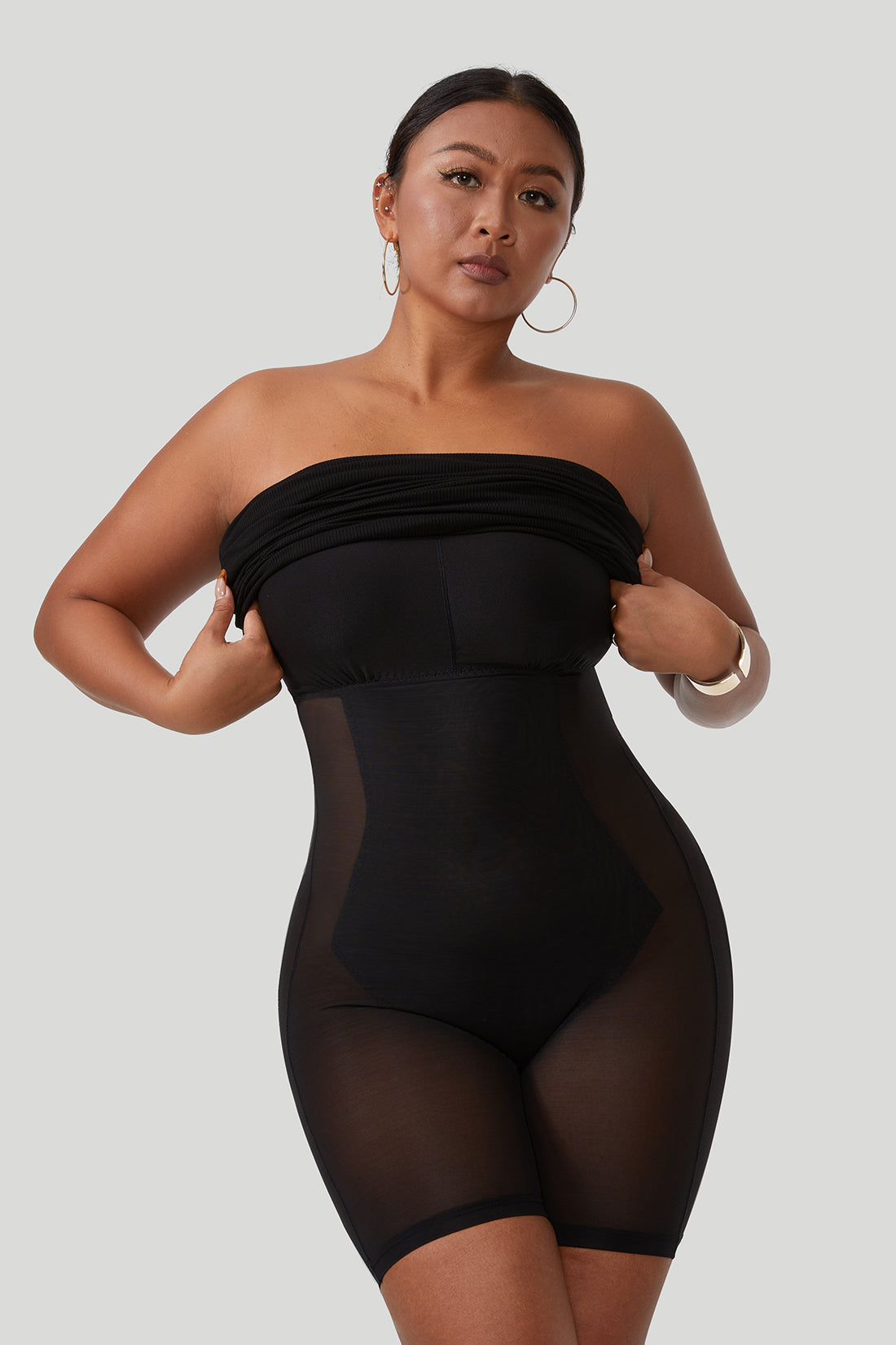 Strapless maxi-jurk met ingebouwde shapewear