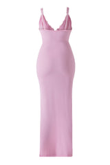 Maxi-jurk met kant en diepe V-hals en ingebouwde shapewear