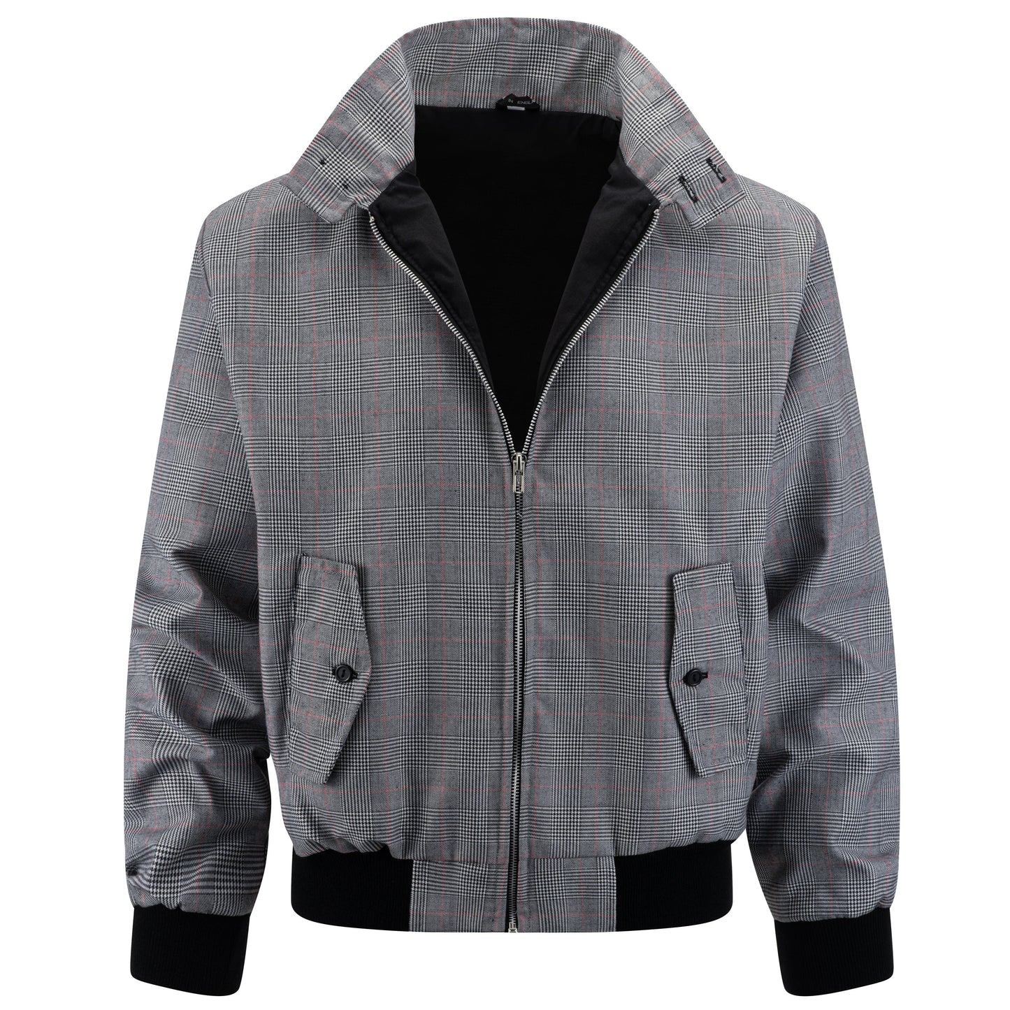 Geruit Harringtonjack voor heren - Lichtgrijs/Rood
