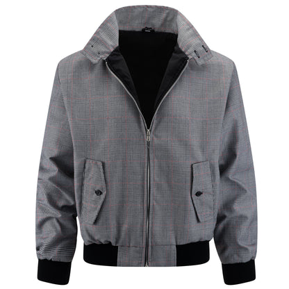 Geruit Harringtonjack voor heren - Lichtgrijs/Rood