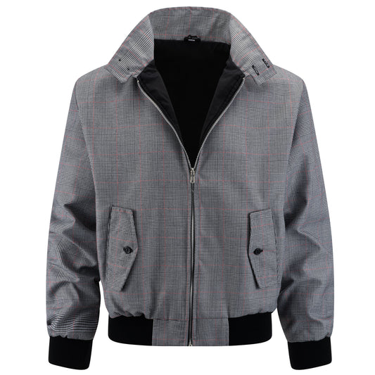 Geruit Harringtonjack voor heren - Lichtgrijs/Rood