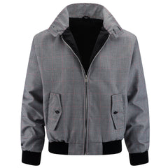 Heren geruit Harrington jack - lichtgrijs/rood