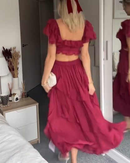 Ruby jurk met ruches