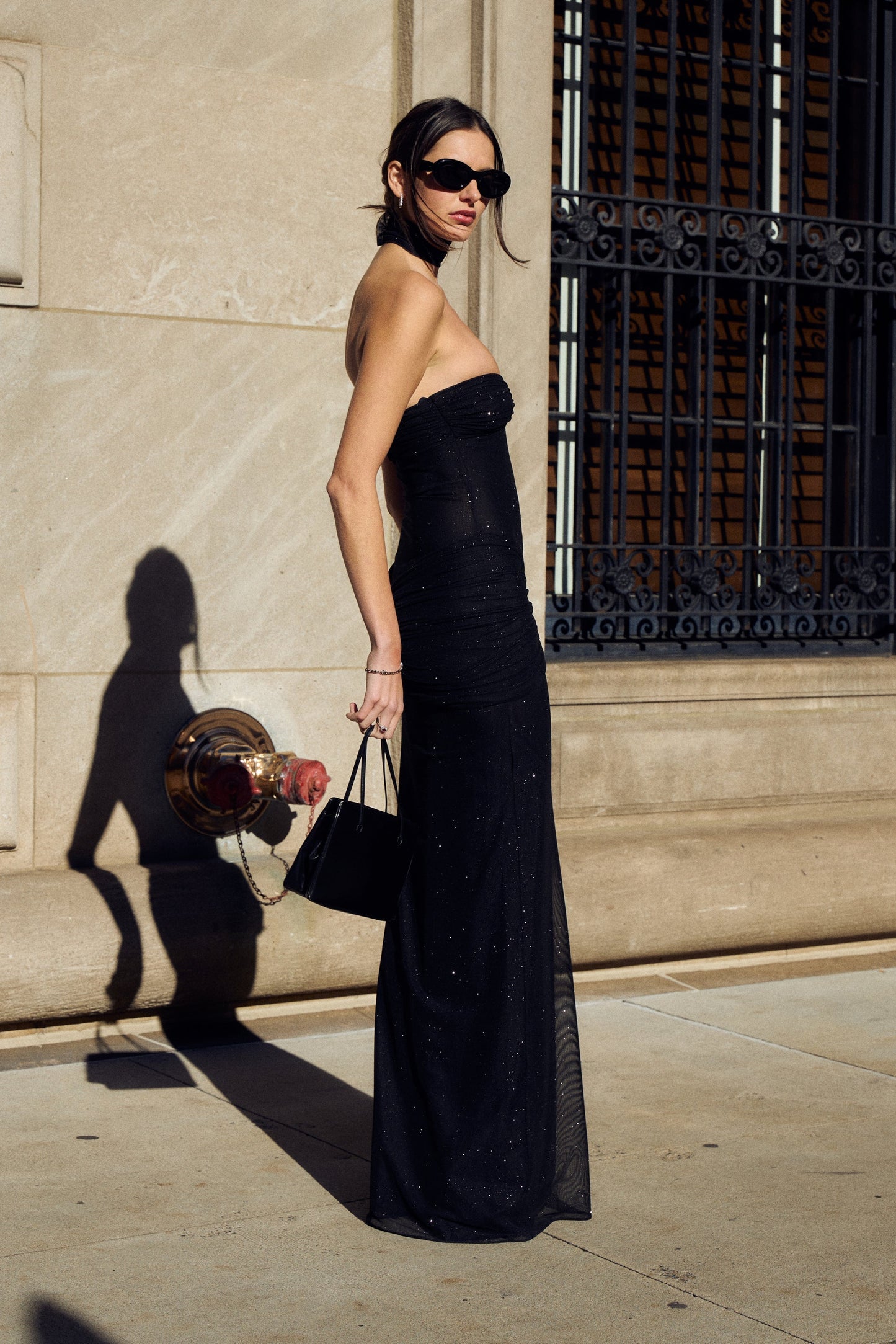 Strapless maxi-jurk met pailletten