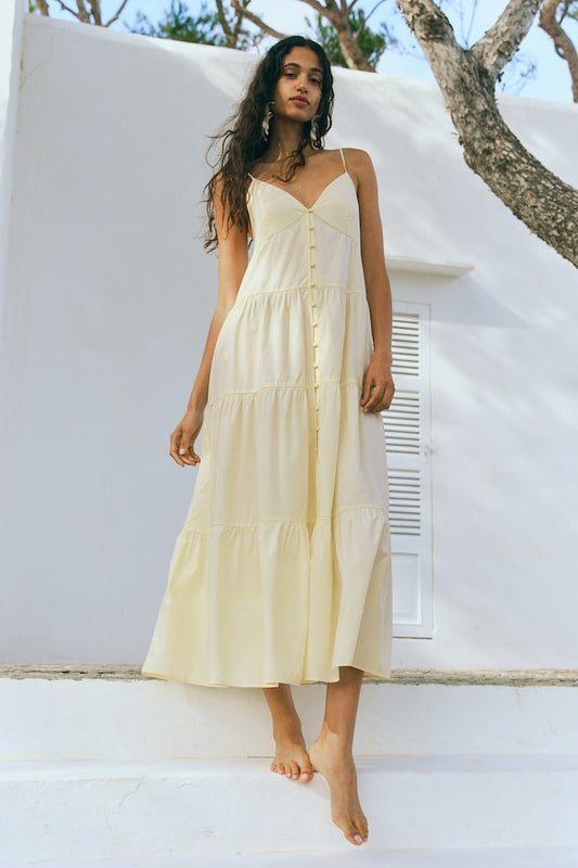Backless maxijurk van popeline