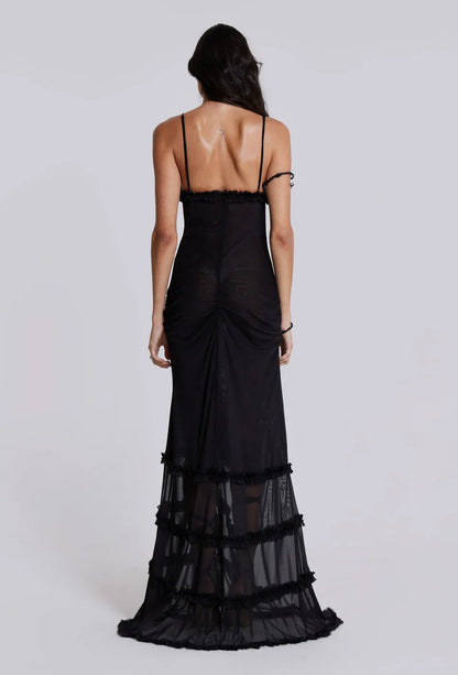 Strapless strandjurk met split en ruches