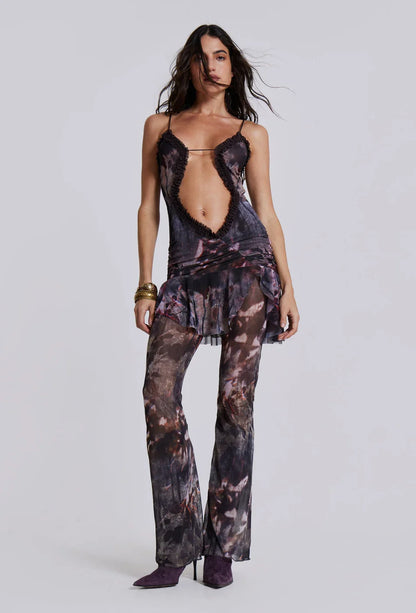 Strapless strandjurk met split en ruches