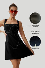 Mini-jurk met vierkante hals en ingebouwde shapewear