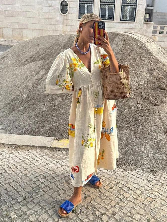 Lexy-jurk met print en midi-lengte