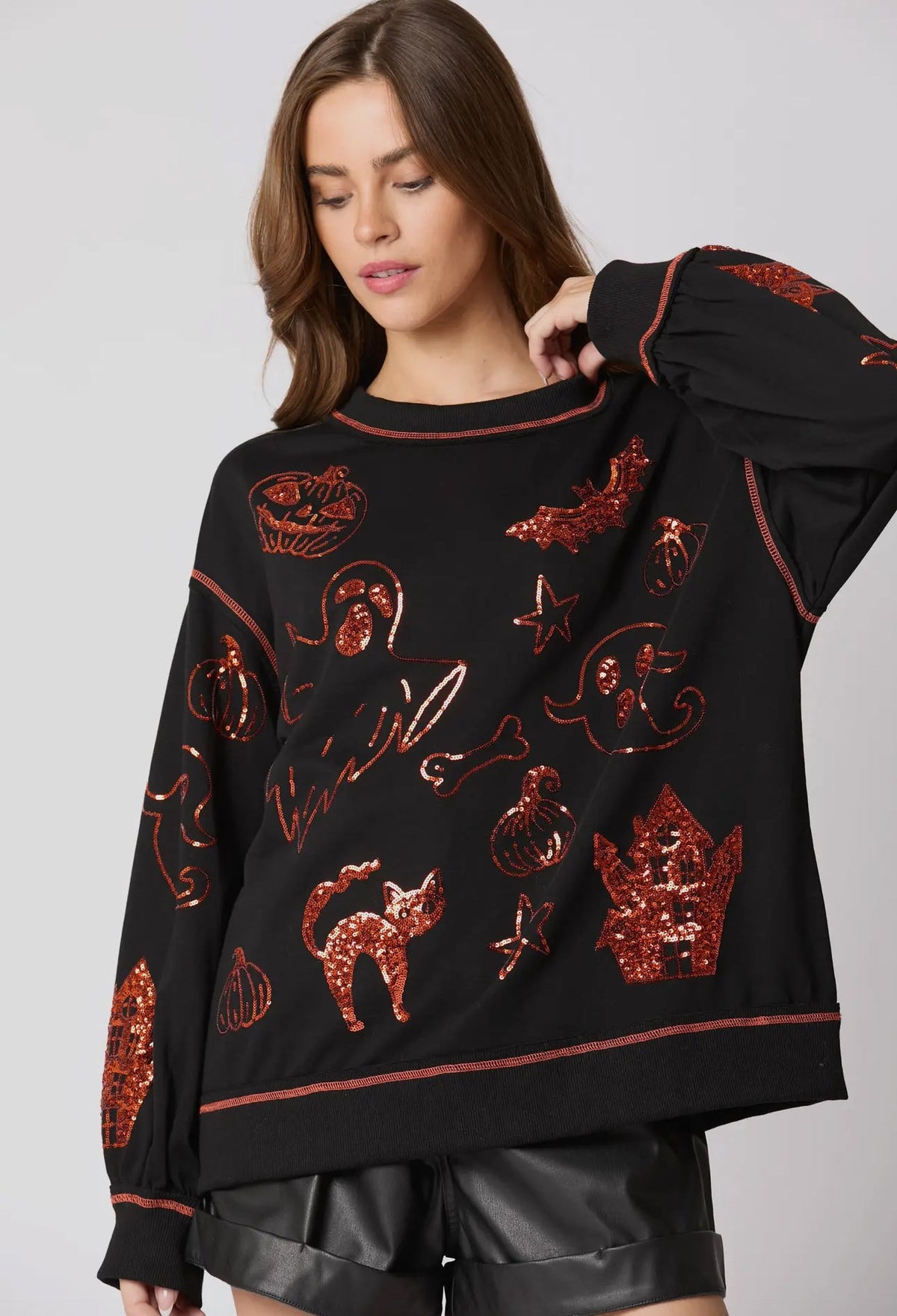ZWARTE Halloween 🎃 top met paillettendetails, direct leverbaar