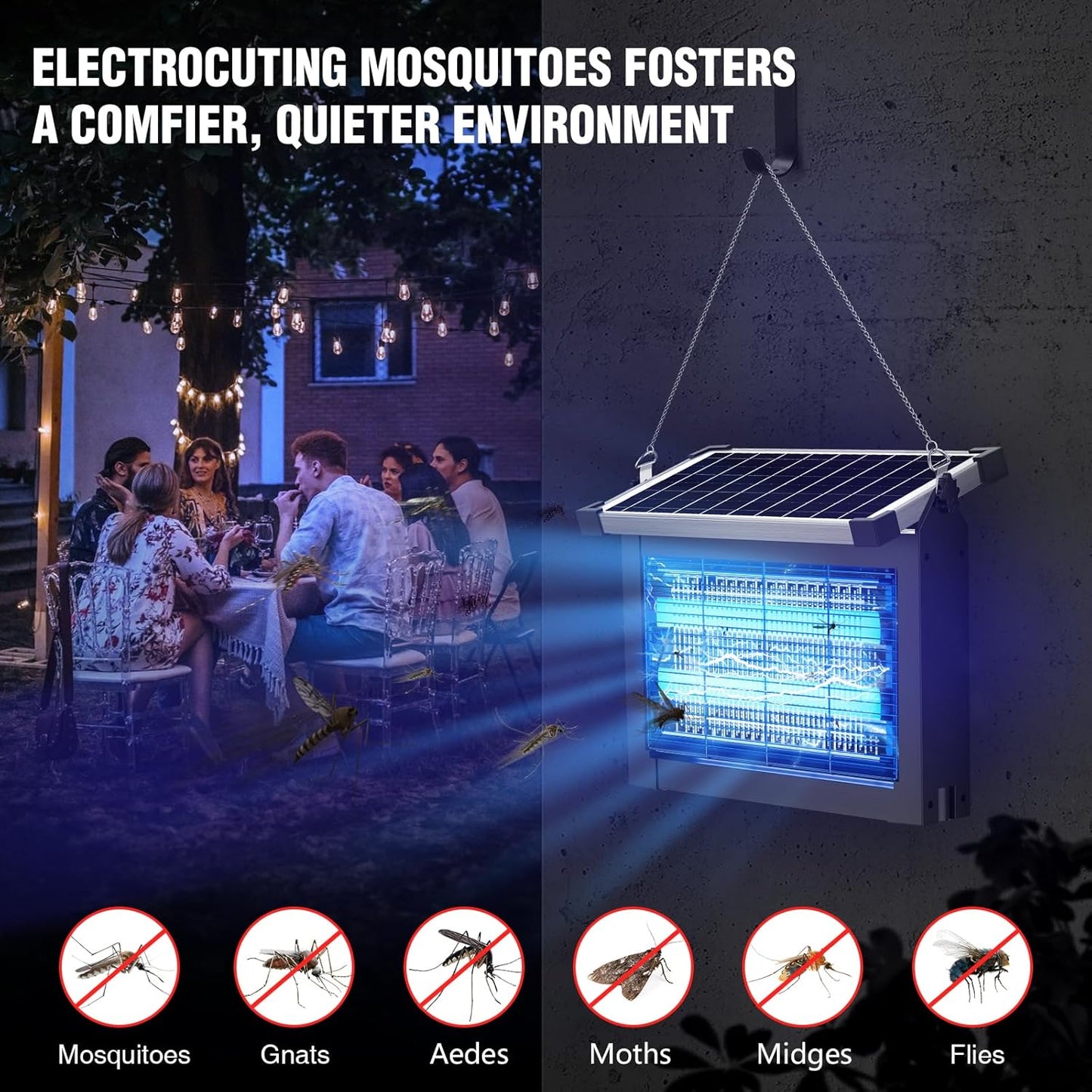 Pivamo™ Zonne-energie Muggenlamp – Draadloze, Milieuvriendelijke Insectenverdelger voor Buiten & Binnen Gebruik