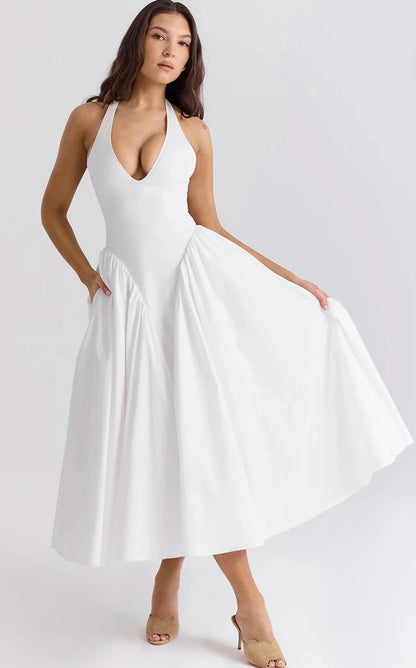 Elegante maxi-jurk met V-hals