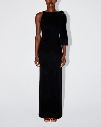 Maxi-jurk met stretch en knoopdetail